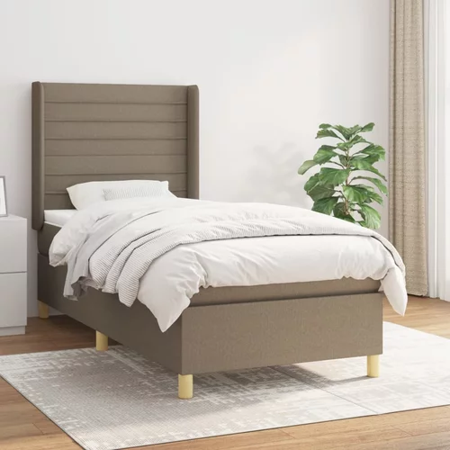  Krevet s oprugama i madracem smeđesivi 100 x 200 cm od tkanine