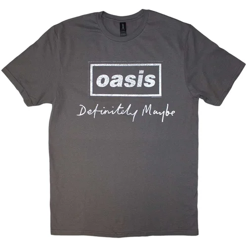 Oasis Košulja Definitely Maybe Distressed Text Logo Unisex Charcoal Grey S