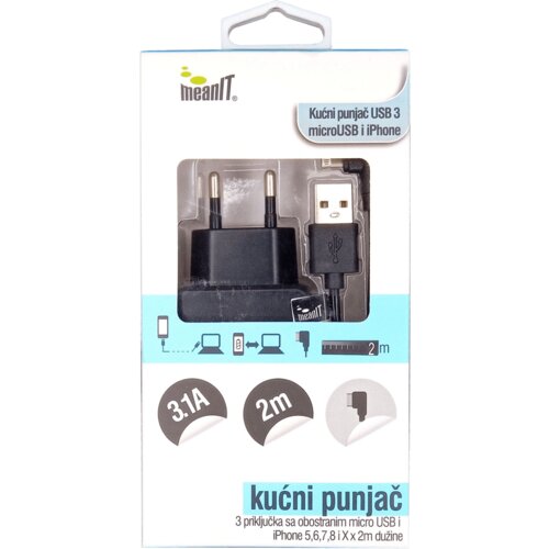 Meanit Kućni punjač za pametne telefone i iPhone 3xUSB Cijene