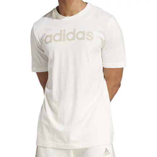Adidas Bombažna kratka majica moška, bež barva, IS1345