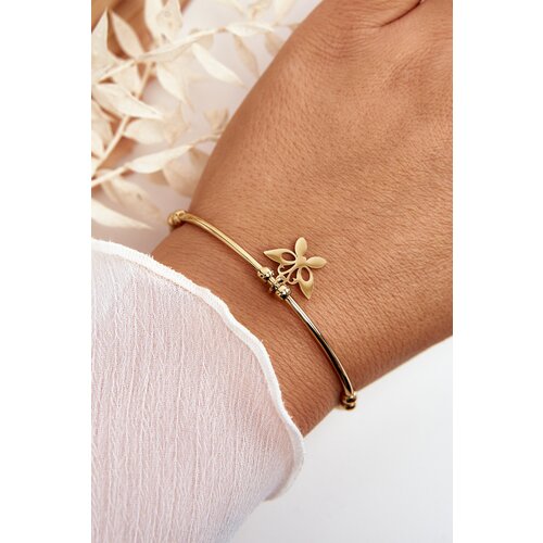 Kesi Women's Slip-on Steel Butterfly Bracelet, Gold Cene
