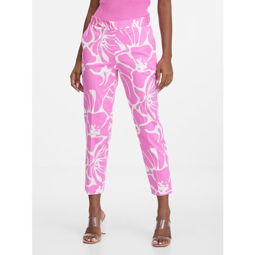 Orsay Pink and White Women's Patterned Trousers - Women's Cene