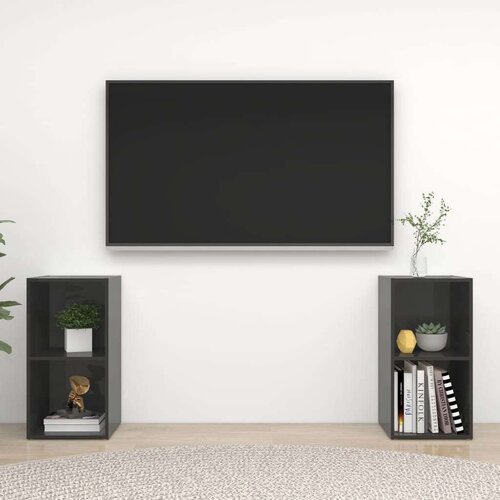 TV omarice 2 kosa visok sijaj sive 72x35x36,5 cm iverna plo&scaron;ča, (20733312) Cene