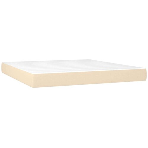 vidaXL Box spring postelja z vzmetnico krem 160x200 cm blago, (20895526) Cene