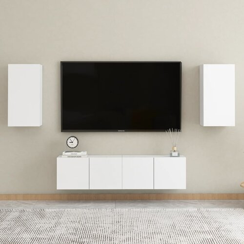 VidaXL 4-dijelni set TV ormarića bijeli od iverice Slike