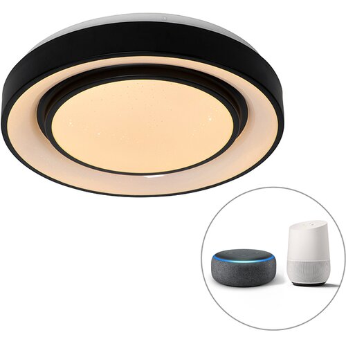 QAZQA Pametna moderna stropna svetilka črna 38 cm z LED in RGB - Jochie Cene
