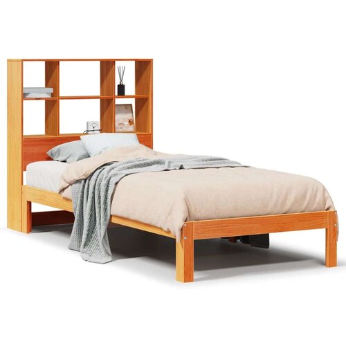 VidaXL Krevet s regalom za knjige bez madraca 100 x 200 cm od borovine Slike