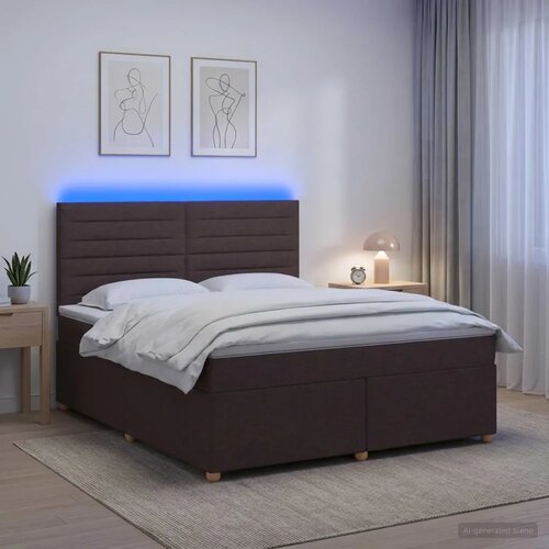  Boxspring krevet s madracem Tamno smeđa 140 x 200 cm Tkanina - Tamno smeđa 140 x 200 cm Dizajn linija Slike