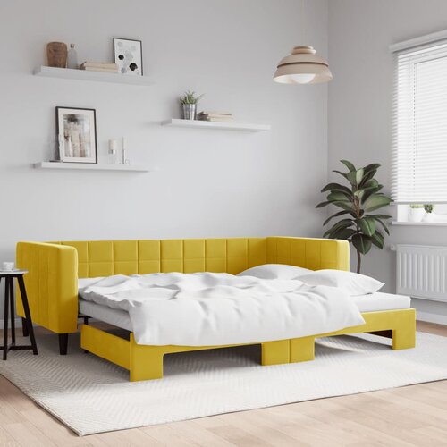 VidaXL Izvlečna dnevna postelja rumena 90x200 cm žamet Slike