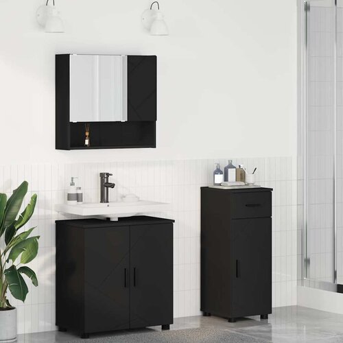 VidaXL Set namje&amp;scaron;taja za kupaonicu Zidne 3 pcs Crna 61 x 35 x 64 cm Slike