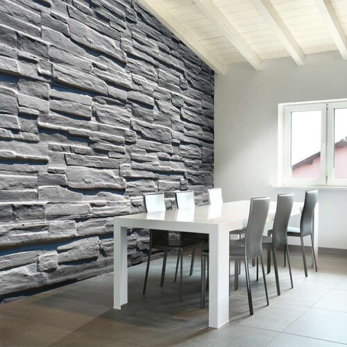  Tapeta - Grey stone wall 200x154 Slike