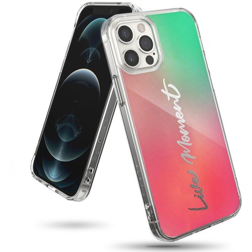 Ringke Armoured case ovitek z gel okvirjem iPhone 12 Pro Max Fusion Design roza-zelen, (21521915) Slike