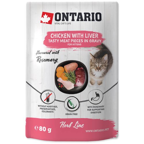 Ontario Kitten Herb Line vrečka - pi&scaron;čanec in jetra - 80 g 80 g Cene