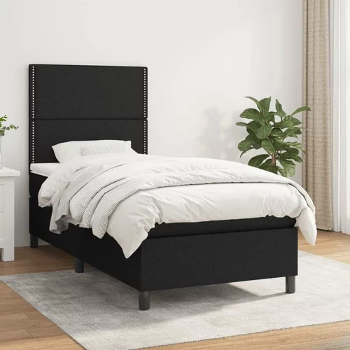  Box spring postelja z vzmetnico črna 90x200 cm blago, (20895327)