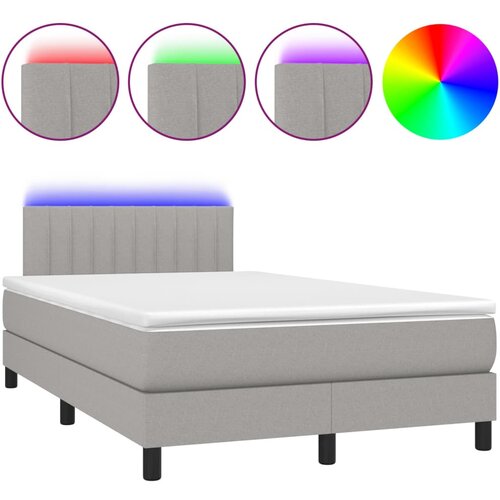 VidaXL Box spring postelja z vzmetnico LED sv. siva 120x200 cm blago, (20725307) Slike