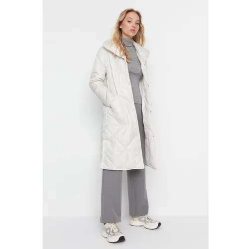Trendyol Stone Oversize Shawl Collar Quilted Inflatable Coat