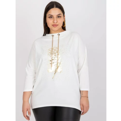 Fashion Hunters Cotton ecru blouse plus size Manon