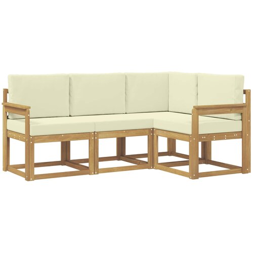 vidaXL Zunanja garnitura za sedenje z blazino 4 pcs Bela in krem, (5000281418) Cene