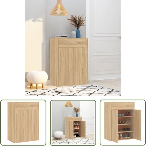 The Living Store Omara za čevlje sonoma hrast 60x35x84 cm iverna plošča - Omara Za Čevlje, (21744638) Cene