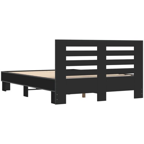 Okvir kreveta crni 140 x 200 cm od konstruiranog drva i metala Slike