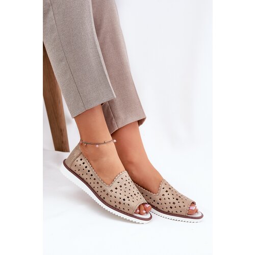 S. BARSKI Leather perforated ballerinas with open toes S.Barski Cene
