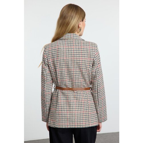 Trendyol Multi Color Regular Lined Belted Plaid Woven Jacket Cijene