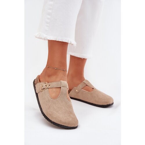 Boto Women's Slides With Gold Buckle Beige Lirina Cijene