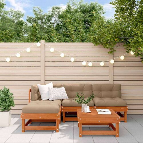  Set lounge namještaja za vrt 5 pcs Vosak Smeđa Masivna borovina - Vosak smeđa Cene