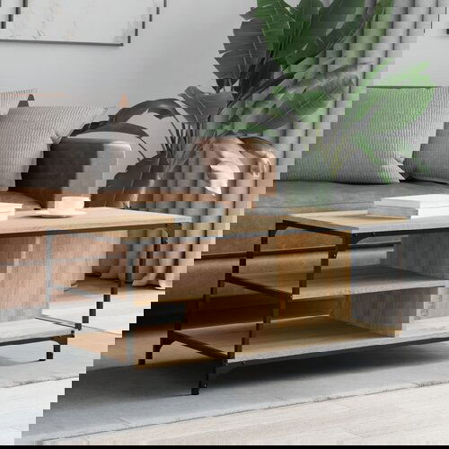 VidaXL Stolić za kavu boja hrasta 100 x 50 x 45 cm konstruirano drvo Slike