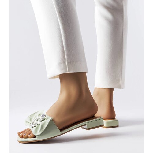 Gemre Green elegant slides with rhinestones Fifi Slike