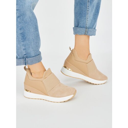 Shelvt Brown suede wedge sneakers Cene