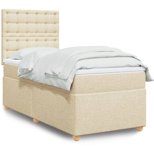  The Living Store Box spring postelja z vzmetnico krem 80x200 cm blago - Box Spring Postelja, (21516814) Slike