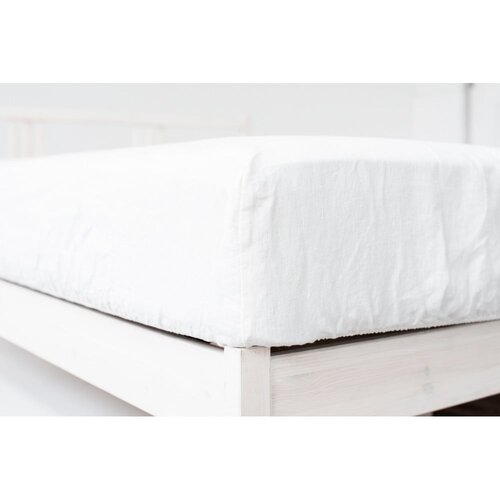 Linen Tales Bijela plahta s gumom od mje&amp;scaron;avine lana 200x200 cm &amp;ndash; Slike