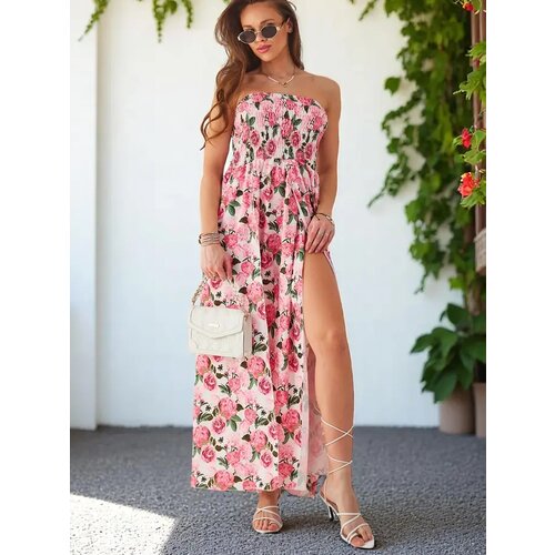 Resti Patterned women's midi dress without sleeves with a wide elastic band and slits at the bottom Cijene