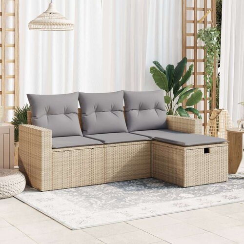 vidaXL 4-dijelni set vrtnih sofa s jastucima bež od poliratana Cijene
