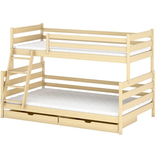 Molarem Home Drveni dječji krevet na kat Nora Family New s dvije ladice - svijetlo drvo - 90/120x200 cm Cijene