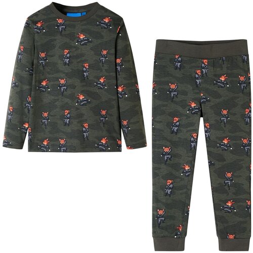 VidaXL Dječja pidžama s dugim rukavima kaki 128 Slike