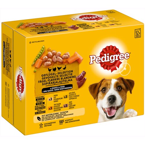  10 + 2 gratis! Pedigree vrečke v multi pakiranju 12 x 100 g  - Perutnina v omaki Cijene