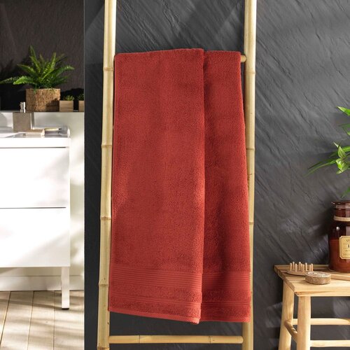 Douceur d int&amp;eacute;rieur Opečnato oranžna bombažna brisača iz frotirja 70x130 cm Tendresse &amp;ndash; Slike