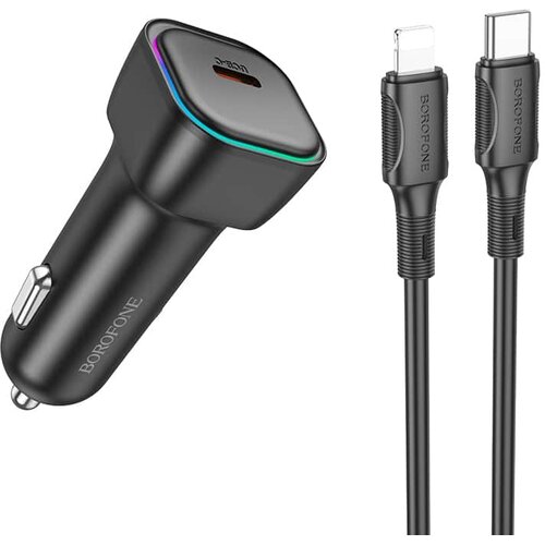 Borofone AUTO PUNJAČ BZ28 TROPHIE - TYPE-C - PD 30W 3A SA TYPE-C NA LIGHTNING KABEL CRNI Slike