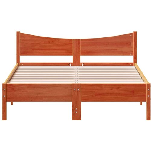 vidaXL Posteljni okvir voščeno rjav 135x190 cm trdna borovina Cene