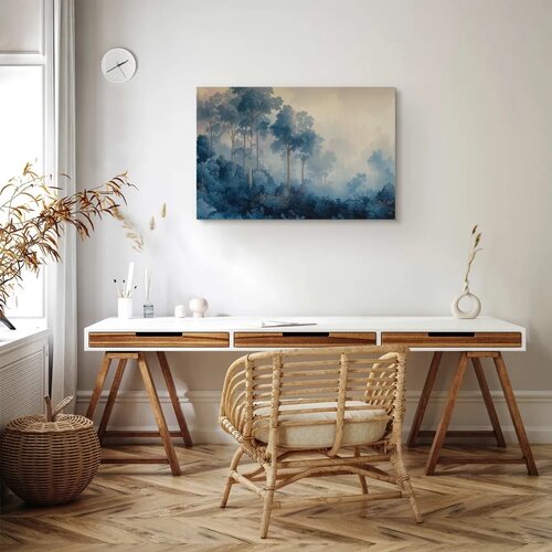  Slika - Landscape with Trees in Illustrative Style Fairy-Tale Blue Forest 60x40 Standard Slike