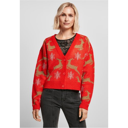 UC Ladies Women's Short Oversized Christmas Cardigan Red/Gold Cijene