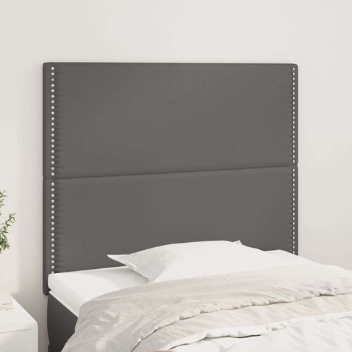  Posteljno vzglavje 2 kosa sivo 90x5x78/88 cm umetno usnje, (20933160) Slike