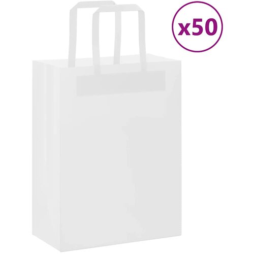 VidaXL Papirnate vrečke 50 kosov z ročaji bela 21x11x28 cm Slike