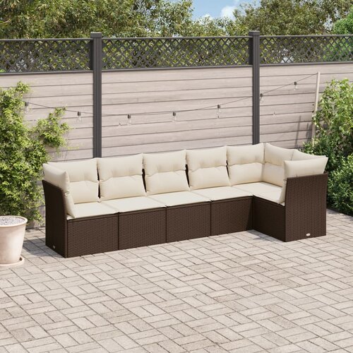 VidaXL 6-dijelni set vrtnih sofa od poliratana s jastucima smeđi Slike