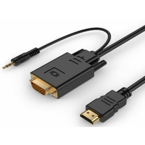 Gembird A-HDMI-VGA-03-6 HDMI to VGA and audio adapter cable, single port, 1,8m, black Cene