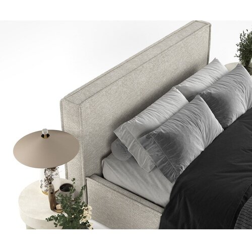 Maison de R&amp;ecirc;ve Bež oblazinjena zakonska postelja s prostorom za shranjevanje z letvenim dnom 160x200 cm Lounge L &amp;ndash; Slike