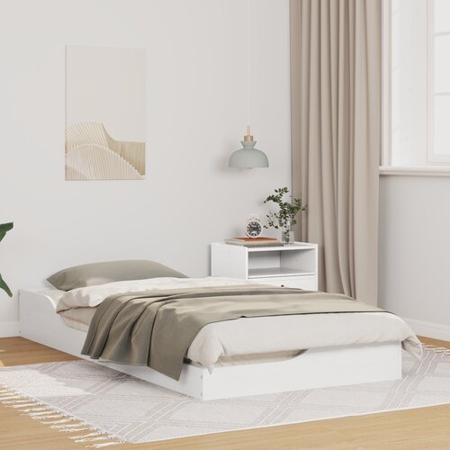 vidaXL Posteljni okvir Bela 90 x 190 cm Masivno borovo les Cene