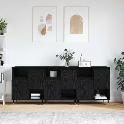 vidaXL Komode 3 pcs Crni hrast 180 x 35 x 70 cm Konstruirano drvo Cene